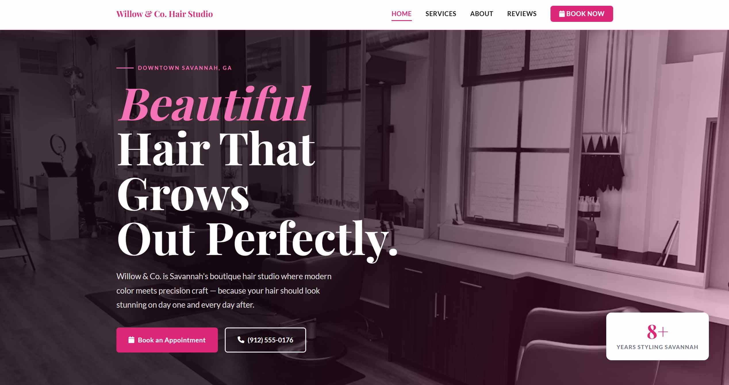 Willow & Co. Hair Studio website preview